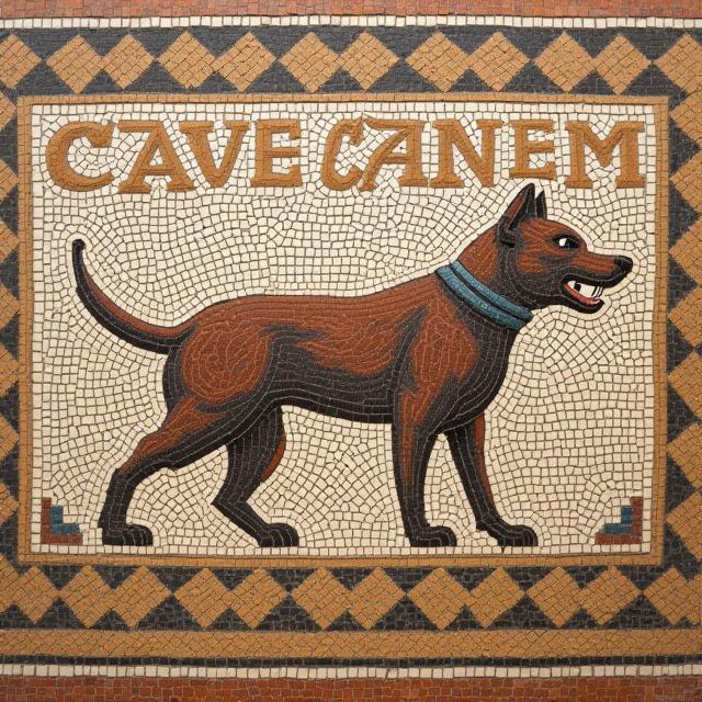 Replica del famoso mosaico 'Cave Canem' di Pompei.